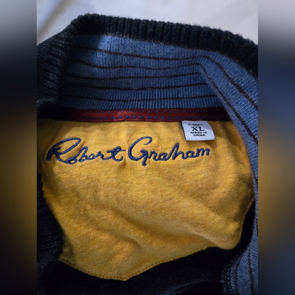 Robert Graham XL Grey and Yellow Zip Up Sweater - Picture 3 of 3